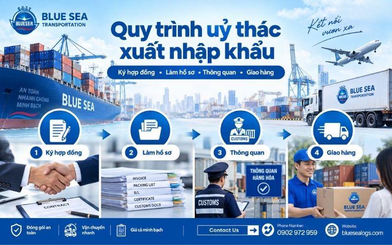 Quy trình ủy thác xuất nhập khẩu từ ký hợp đồng đến bàn giao hàng hóa
