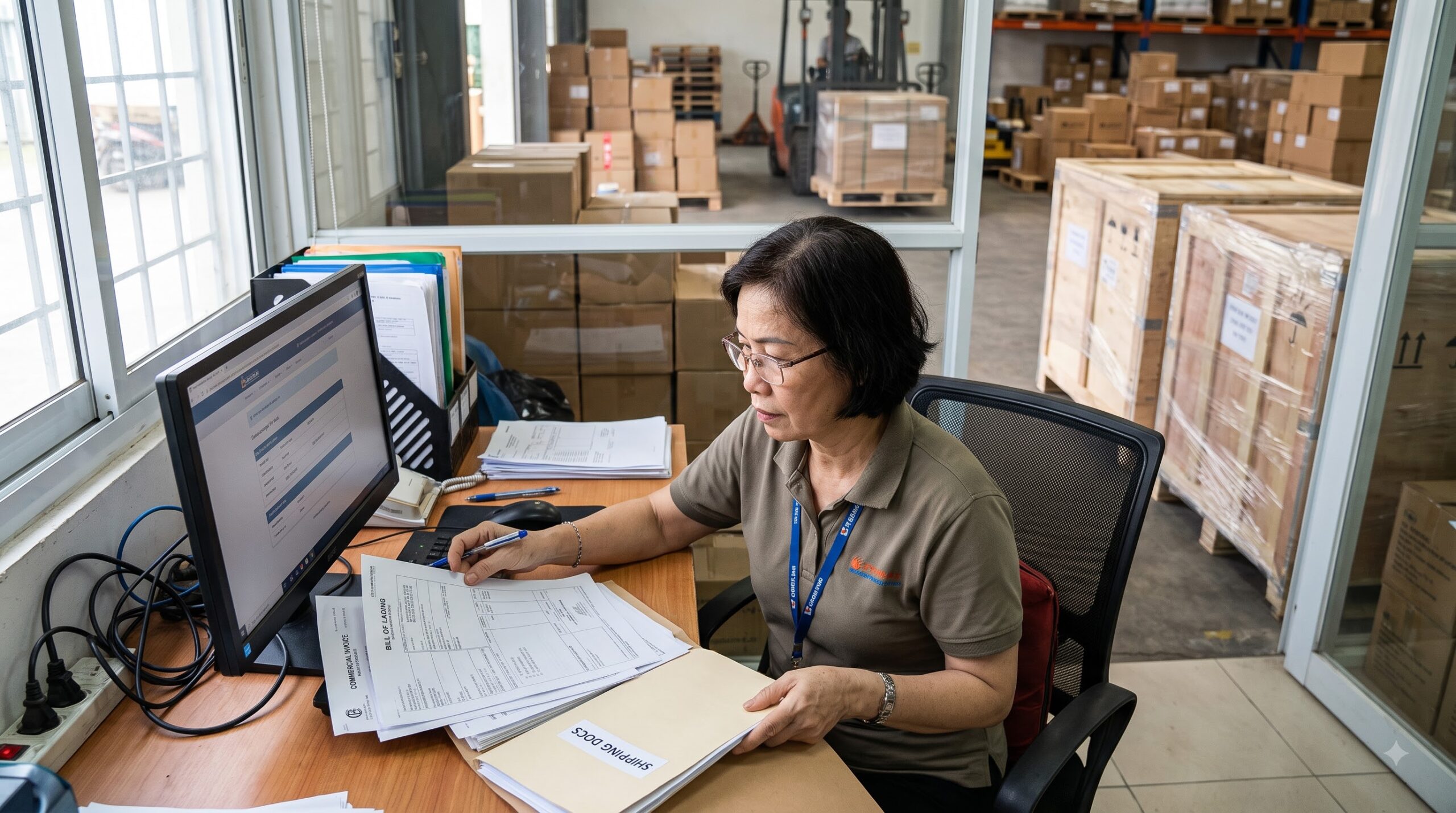 Doanh nghiệp xuất khẩu chuẩn bị chứng từ cho lô hàng của Shipper