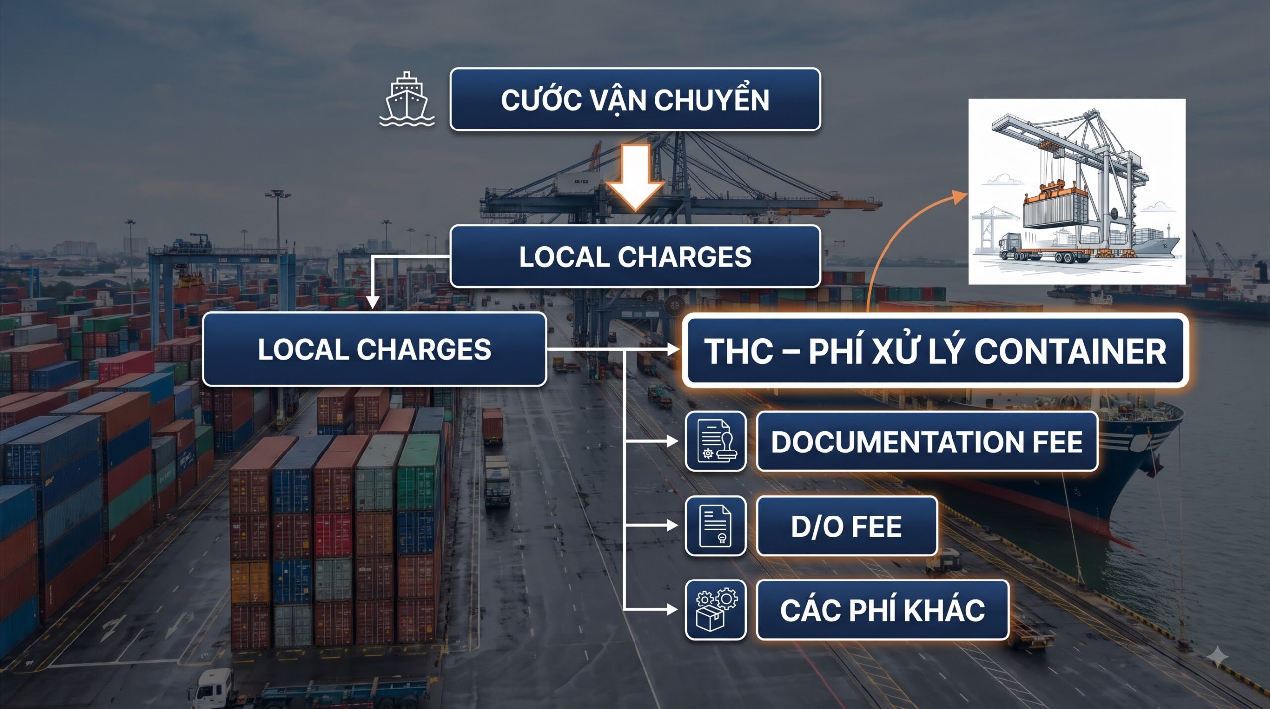 Kiểm tra THC và các khoản local charges trong báo giá vận tải biển