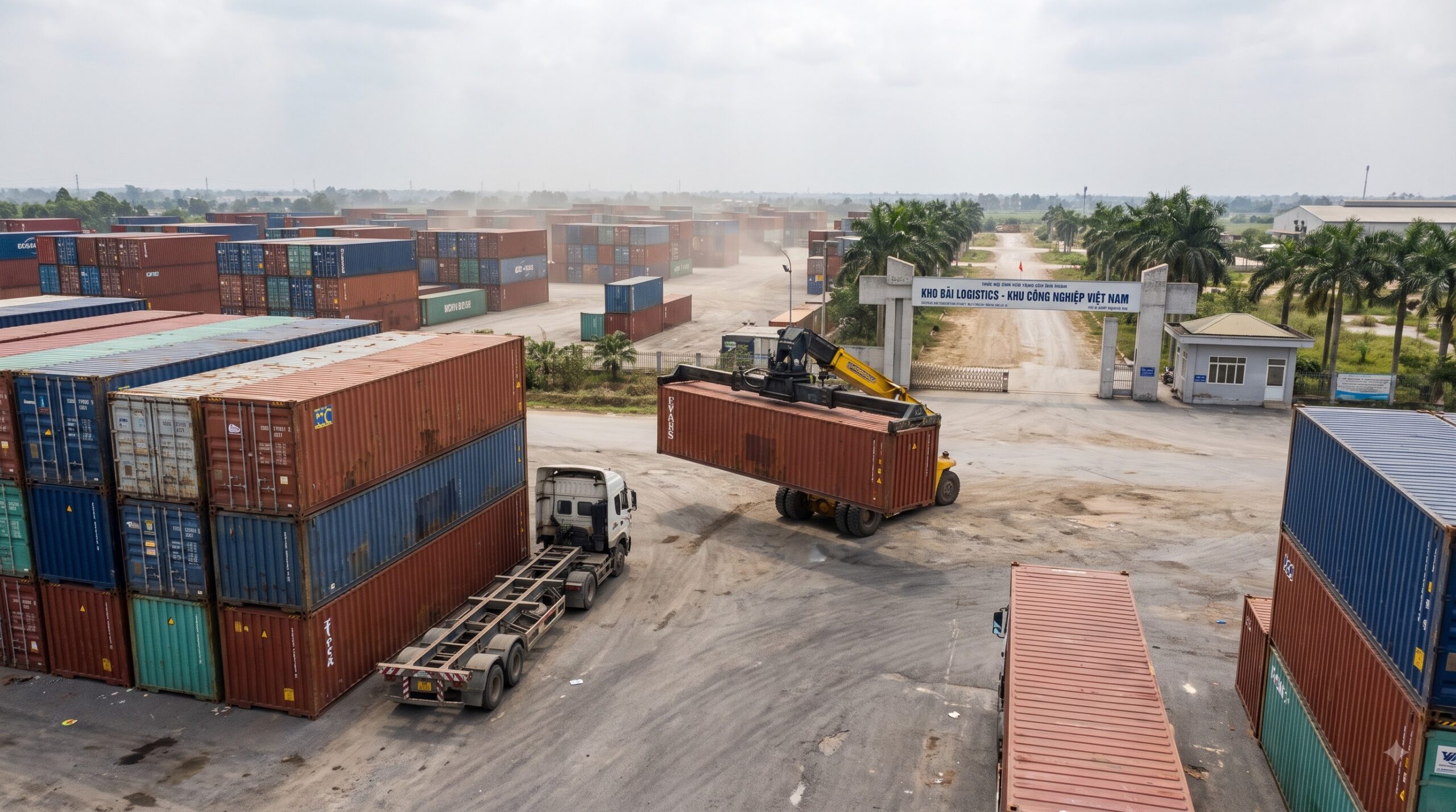 Xe đầu kéo nhận container rỗng tại depot theo thông tin Booking Note