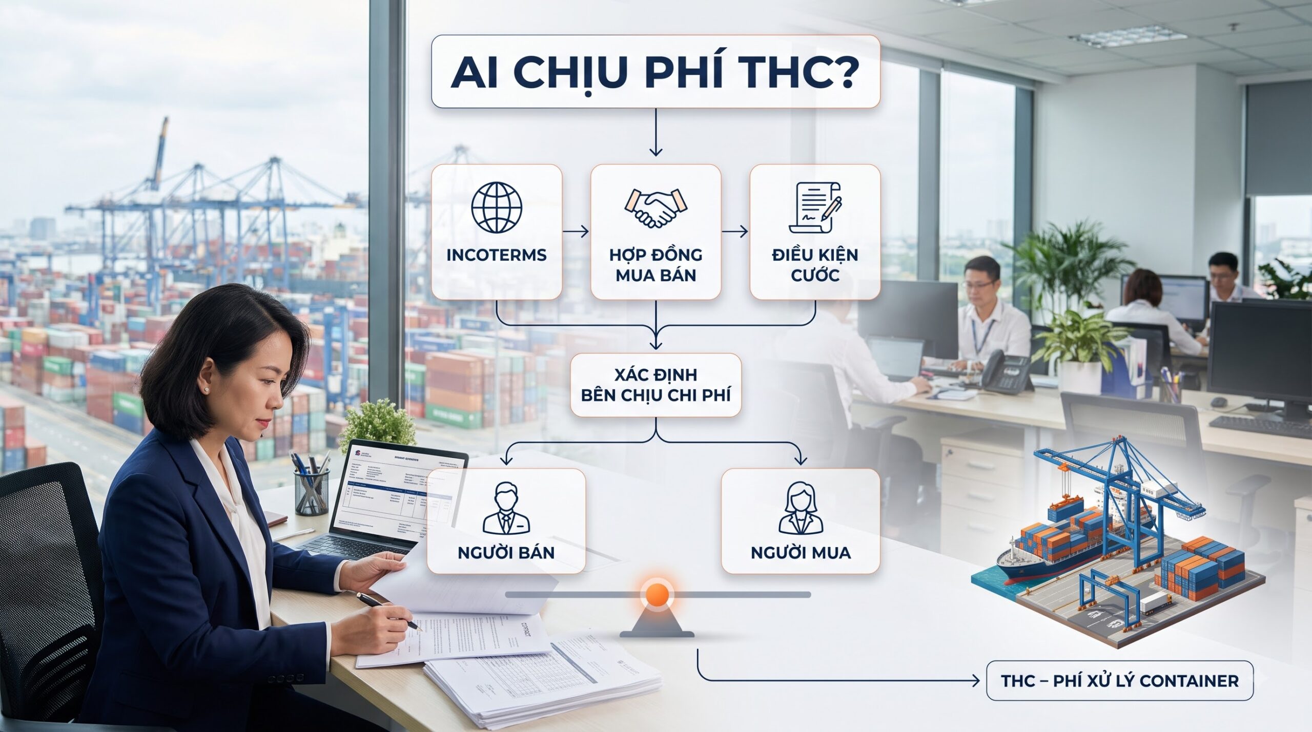 Doanh nghiệp kiểm tra trách nhiệm thanh toán phí THC theo Incoterms