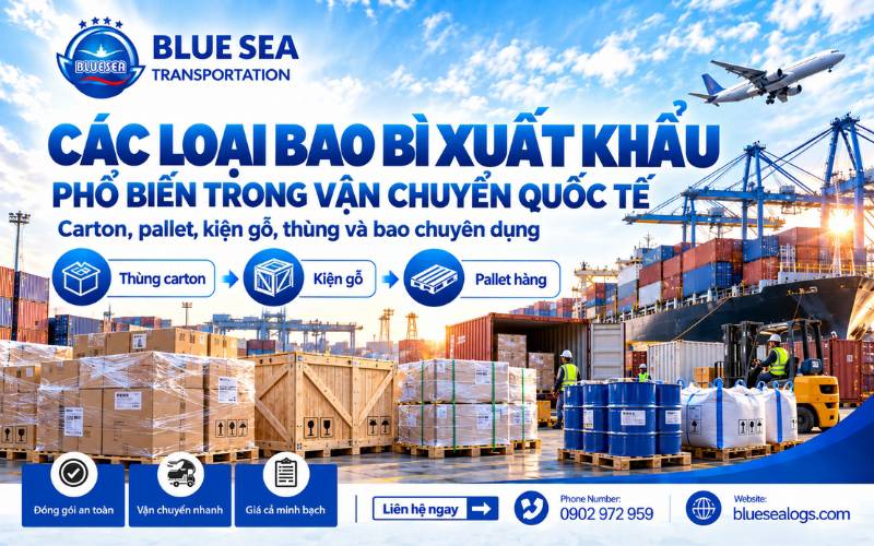 Các loại bao bì xuất khẩu thùng carton, bao bì nhựa, màng ghép, pallet gỗ