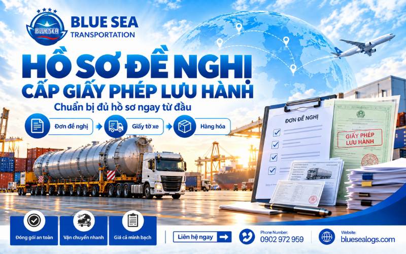 Hồ sơ đề nghị cấp giấy phép lưu hành xe quá khổ quá tải gồm đơn đề nghị và thông tin xe, hàng