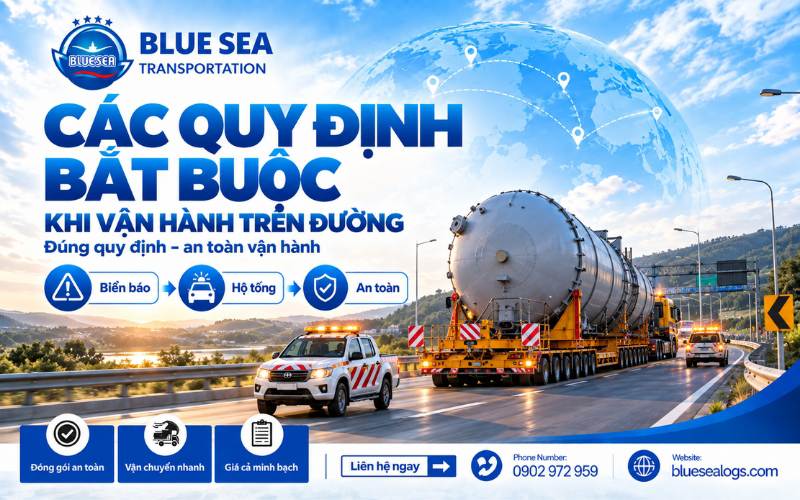 Quy định bắt buộc khi vận hành xe siêu trường siêu trọng về xếp hàng, chằng buộc và tuyến đường