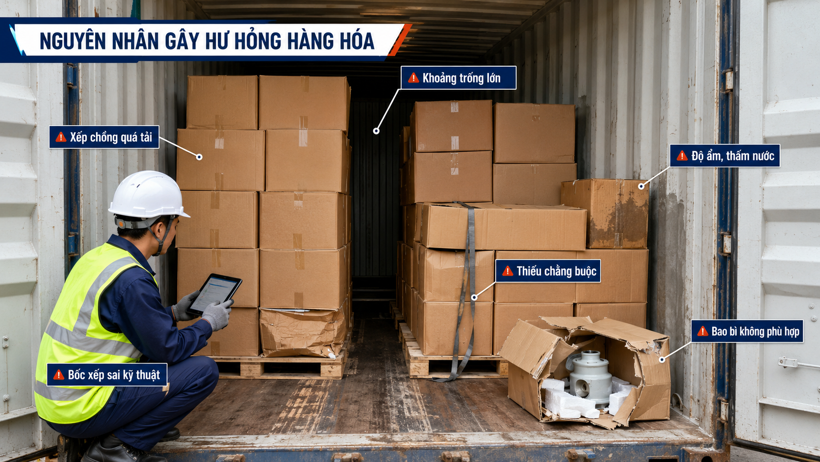 Các nguyên nhân phổ biến gây hư hỏng hàng hóa trong container