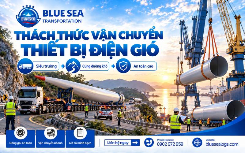 Thách thức khi vận chuyển thiết bị điện gió – kích thước, độ nhạy cảm, lộ trình, yêu cầu pháp lý
