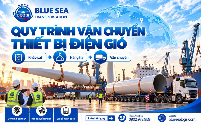 Yêu cầu logistics và quy trình vận chuyển thiết bị điện gió từ khảo sát đến công trường