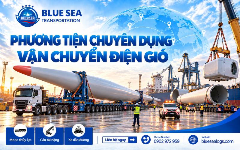 Phương tiện chuyên dụng vận chuyển thiết bị điện gió – xe đầu kéo, rơ moóc thủy lực, moóc kéo rút