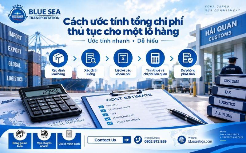 Công thức ước tính tổng chi phí thủ tục hải quan và logistics cho một lô hàng xuất nhập khẩu