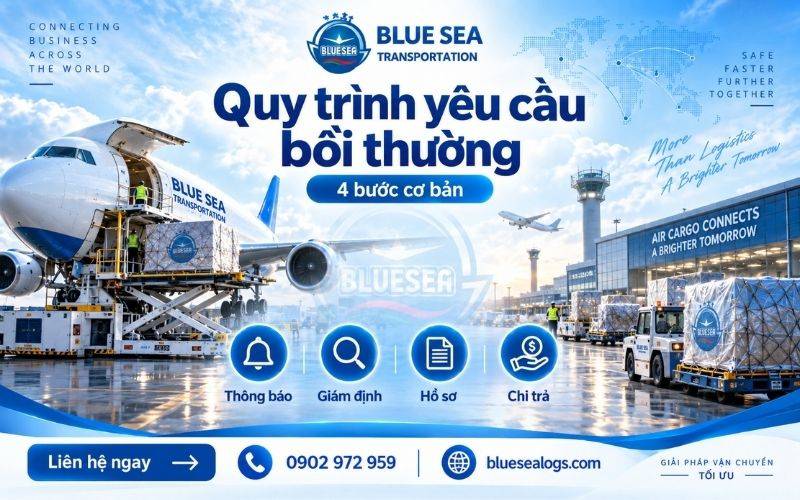 Quy trình yêu cầu bồi thường, khiếu nại  bảo hiểm hàng hóa vận chuyển bằng đường hàng không