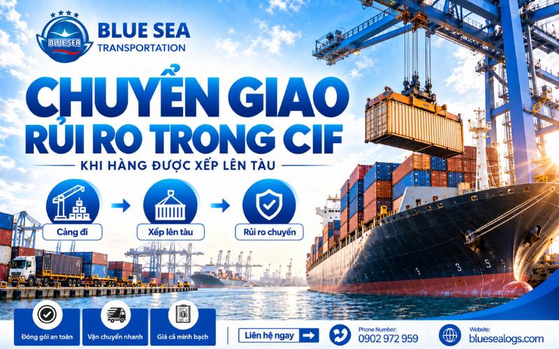 Điểm chuyển giao rủi ro CIF từ người bán sang người mua khi hàng hóa đã an toàn trên tàu tại cảng đi