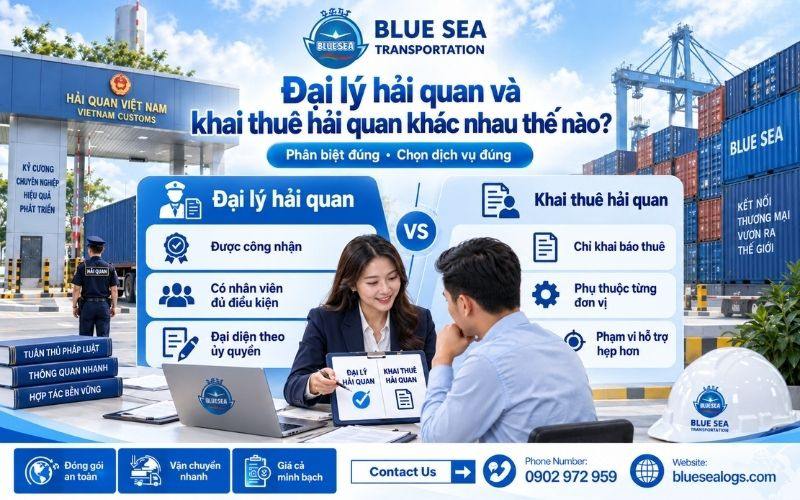 Bảng so sánh tư cách pháp lý giữa đại lý hải quan và dịch vụ khai thuê hải quan