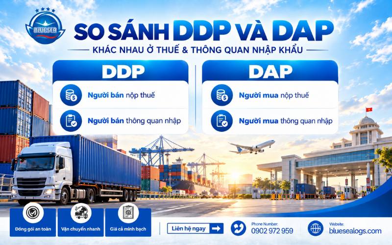 So sánh điểm khác biệt lớn nhất về nghĩa vụ nộp thuế nhập khẩu giữa điều kiện DDP và DAP
