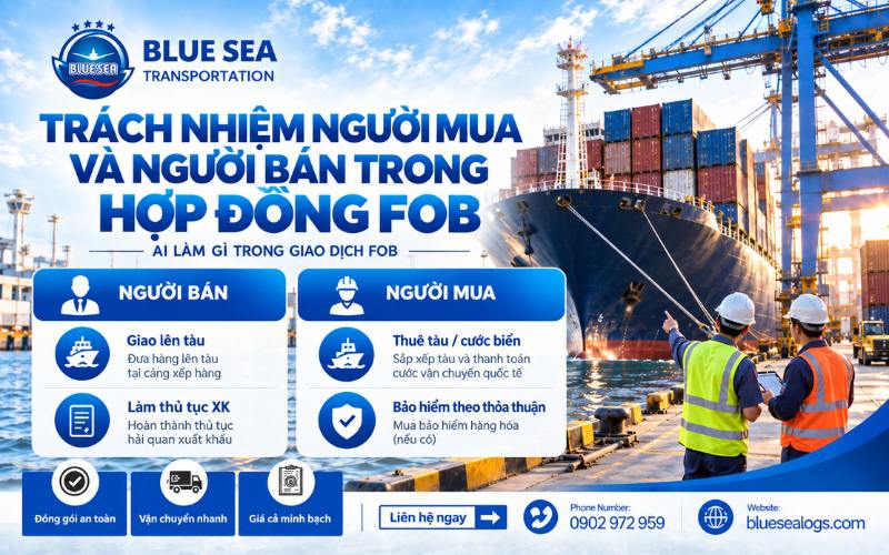 Trách nhiệm nghĩa vụ và rủi ro giữa bên bán và bên mua trong điều kiện FOB