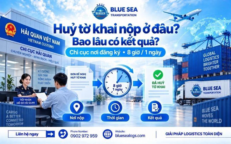 Địa điểm nộp hồ sơ hủy tờ khai và thời gian xử lý của chi cục hải quan