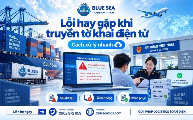 Màn hình thông báo lỗi kết nối hoặc sai định dạng dữ liệu khi truyền tờ khai hải quan