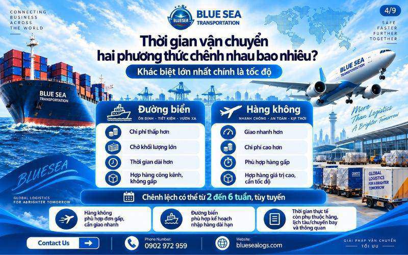 Thời gian vận chuyển hai phương thức chênh nhau bao nhiêu?