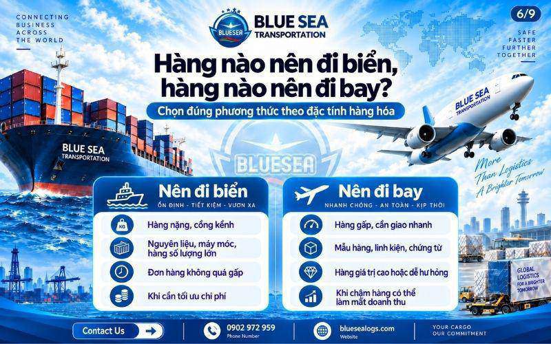 Hàng nào nên đi đường biển, hàng nào nên đi Hàng không ?