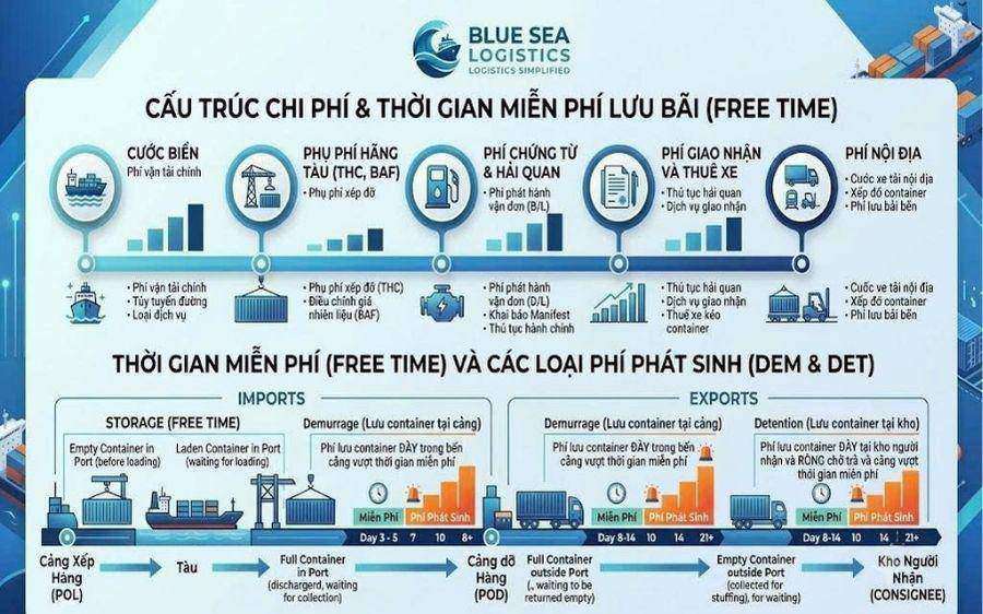 chi phí và thời gian miễn phí lưu bãi free time Blue Sea
