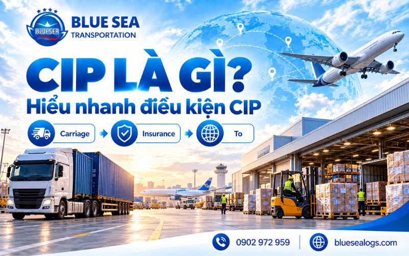 Khái niệm điều kiện CIP Carriage and Insurance Paid To Cước phí và bảo hiểm trả tới điểm đích