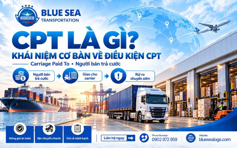Khái niệm điều kiện CPT Carriage Paid To Cước phí trả tới địa điểm đích trong Incoterms 2020