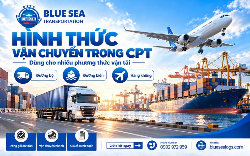Điều kiện CPT áp dụng đa phương thức vận chuyển gồm đường hàng không đường bộ và đường sắt