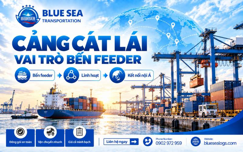 Cảng Cát Lái bến feeder, cỡ tàu tối đa 45.000 DWT, mớn nước 12,5 mét